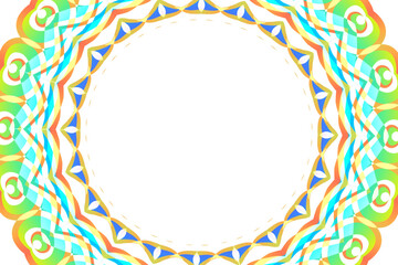 Beautiful colourful caleidoscope gradient flower art pattern of indonesian culture traditional tenun batik ethnic dayak frame