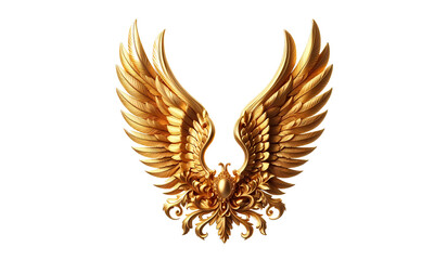 Obraz premium Wings gold isolated transparant background,png ai generative