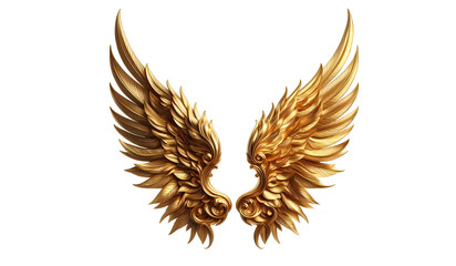 Fototapeta premium Wings gold isolated transparant background,png ai generative