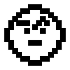 pixel art skeptical emoticon icon, 8bit style emoticon