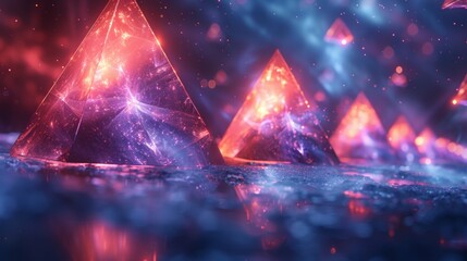 details of huge triangle, blue and purple colors