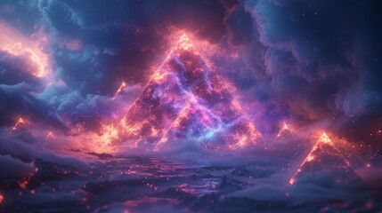 details of huge triangle, blue and purple colors