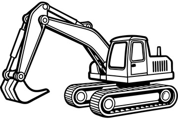  line ,art ,of ,excavator, vector silhouette ,illustration 