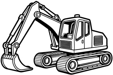  line ,art ,of ,excavator, vector silhouette ,illustration 