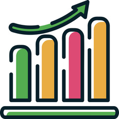 Growth chart, charts analytics icon.