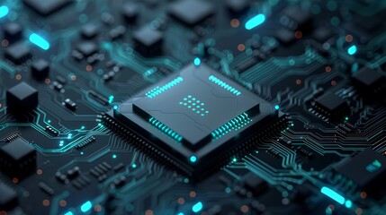 Fototapeta premium 3D render, minimalistic approach, logo for a tech company, circuit board