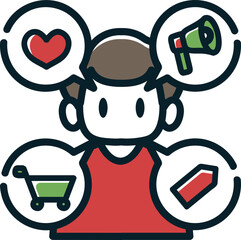 Customer behavior, research and development icon.