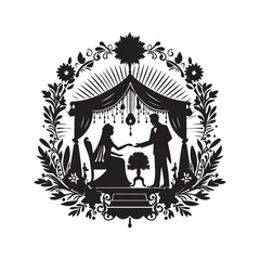 vector silhouette black wedding in white background