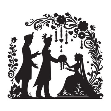recommend clip art: vector silhouette black wedding in white background