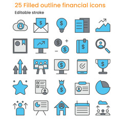 Minimalist 25 filled outline Financial Icons