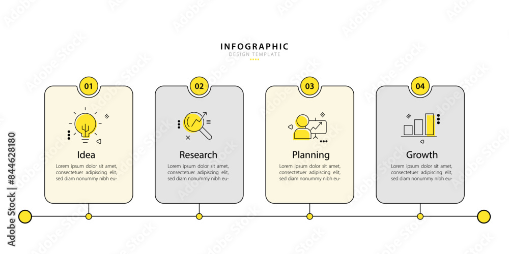 Poster Timeline infographic template. 4 Step timeline journey, calendar Flat simple infographics design template. presentation graph. Business concept with 4 options, vector illustration.
