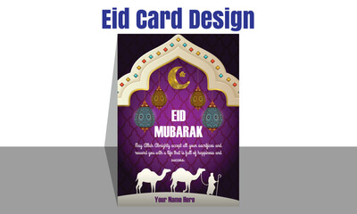 Eid Ul-Adha Vector Eid Mubarak wishes or greeting card design.