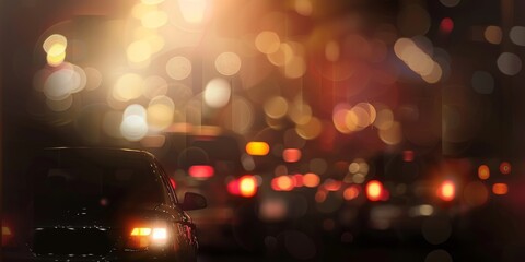 Blurry image of car taillights at night, ideal for urban and nighttime photography.