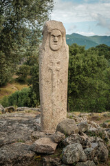 A prehistoric standing stone or Menhir at Filitosa in Corsica