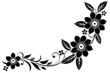 Floral corner design silhouette vector illustration