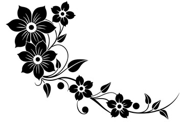 Floral corner design silhouette vector illustration