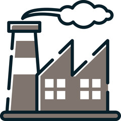 Factory with smoke, environment icon.
