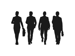 Businessman walking silhouette. Set of men walking in various poses. Vector illustration.