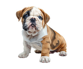 Obraz premium Bulldog, a wrinkly and friendly dog breed, sitting with a curious expression.