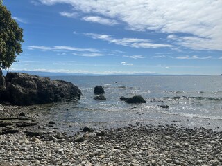 Beach and rocks coastline beautiful sea
