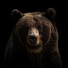 Fototapeta premium bear on dark background --ar 1:1 --style raw Job ID: 570788d3-e41a-45ac-b6d0-dcf928aa7882
