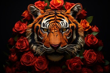 Tantalizing Tiger head roses. Summer wild. Generate Ai