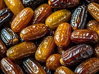 dates close up. date palm background. Date palm on a traditional craftsman market.Horizontal image.