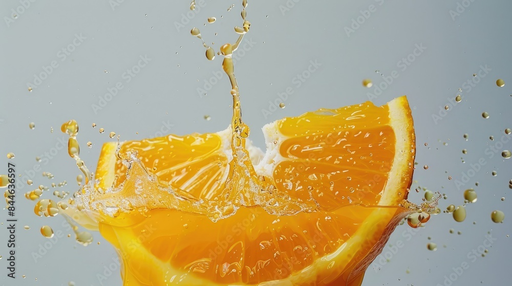 Wall mural Fresh orange juice extracted on a white backdrop - Wall murals