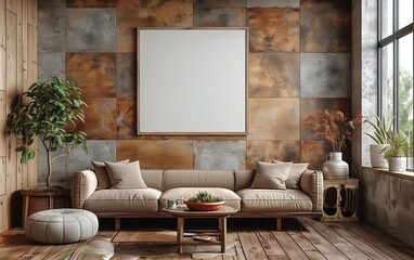 Luxury design of modern apartment, wall art mockup