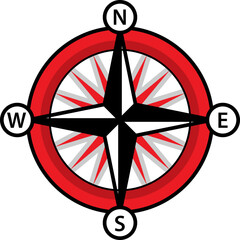 Compass, navigation map icon.
