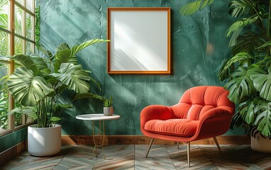 Luxury design of modern apartment, wall art mockup