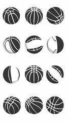Fototapeta premium Basketball ball icons set. Basketball ball isolated icon. Black basketball symbols