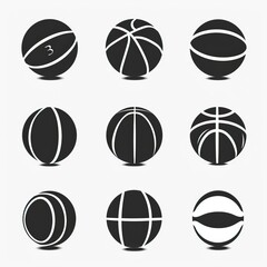 Fototapeta premium Basketball ball icons set. Basketball ball isolated icon. Black basketball symbols