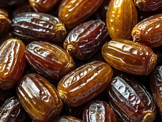 dates close up. date palm background. Date palm on a traditional craftsman market.Horizontal image.