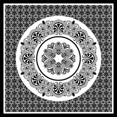 Beautiful rossette with traditional ancien Greek patterns for design plates and round carpets