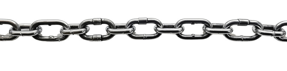 Obraz premium Metal chain with silver links isolated on transparent background