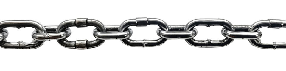 Obraz premium Metal chain with silver links isolated on transparent background