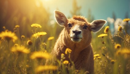 Dabbing Animals Celebrate a SunKissed Meadow A Vibrant D.
