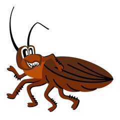 Cockroach. Funny cartoon vector isolated illustration