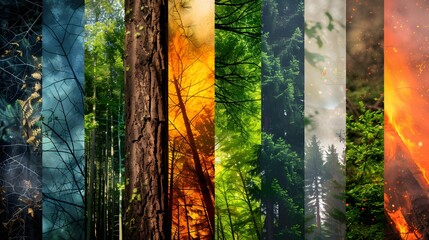Naklejka premium A captivating image showcasing saplings thriving in diverse climatic conditions, from arid deserts to lush rainforests, highlighting their remarkable adaptability and resilience