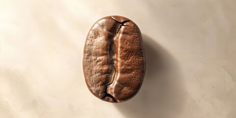 Naklejka premium Roasted mahogany coffee bean on a light background, highlighting sculptural shape, ideal for detailed product photography.