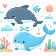 Obraz premium World Whale and Dolphin Day. Ocean. Template for background, banner, card, poster 