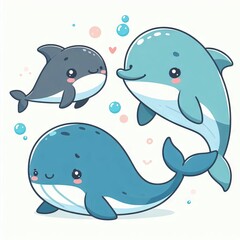 Obraz premium World Whale and Dolphin Day. Ocean. Template for background, banner, card, poster 