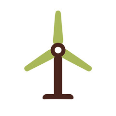 Green and Brown Wind Turbine Icon, Clean Energy Source