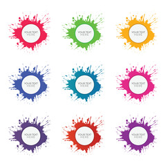 abstract multicolor brush and vector geometric isometric background with text