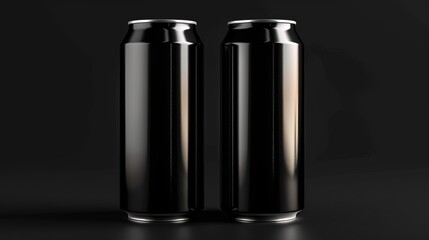 A black aluminum soda can mockup is isolated on a black background featuring a 500ml capacity