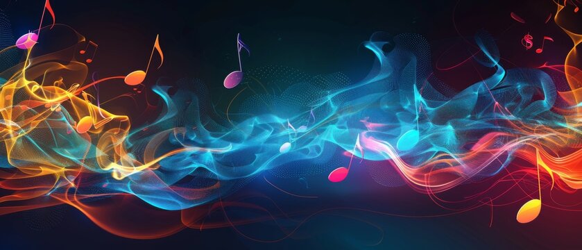 a visually striking abstract music background with elements reminiscent of musical notes, waves