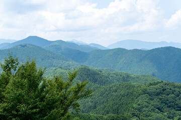 View of the trail from Mt. Bonno-ori via Mt. Kuroyama, Mt. Iwatakeishi, and Mt. Sodake