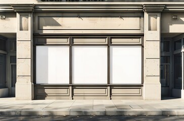 Blank Shop Window Display in City Setting