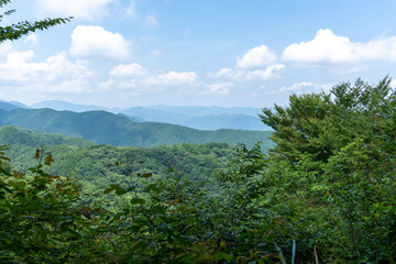 View of the trail from Mt. Bonno-ori via Mt. Kuroyama, Mt. Iwatakeishi, and Mt. Sodake
